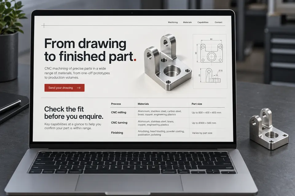 Web design para empresas de maquinação CNC