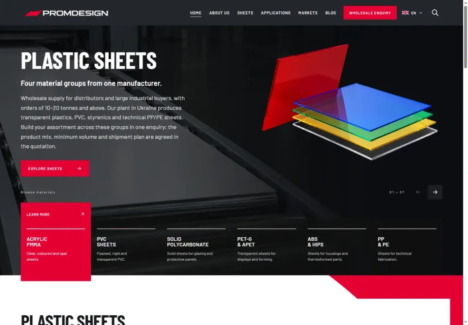 Desktopstartpagina van PromDesign